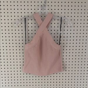 Forever 21 Blush Ribbed Cross-Back Crop Top